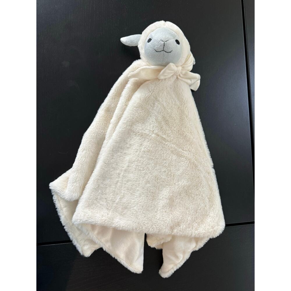 Mon Lapin Lamb Security Blanket Lovey Plush Cream Baby Blanket 28x28